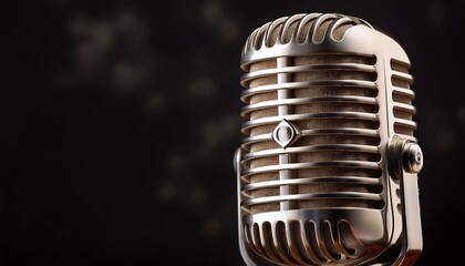 vintage microphone on black background