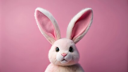 Obraz premium Easter bunny ears on pale pink background with soft shadow, Easter, bunny, ears, pale pink, background, soft shadow, minimal