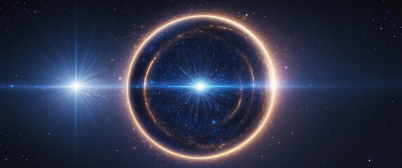Obraz premium A digital display showing the transition between years, with sparkles and a glowing orb at the center