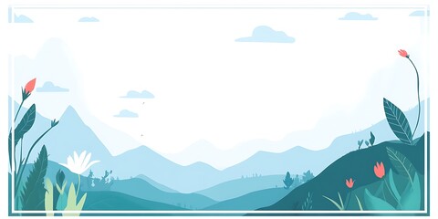 Fototapeta premium Serene Mountain Landscape With Spring Flowers Blooming