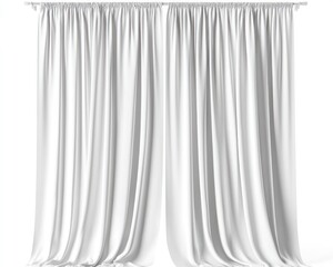 White curtain against a clean white background, with a clipping path for easy integration into designs.