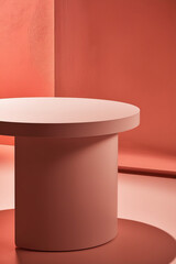 AI generative. Minimal modern of podium product mock up with sunset color background. 12