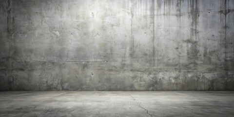 Dirty concrete floor and gray cement wall , industrial, grunge, textured, rough, background, urban, abandoned, construction