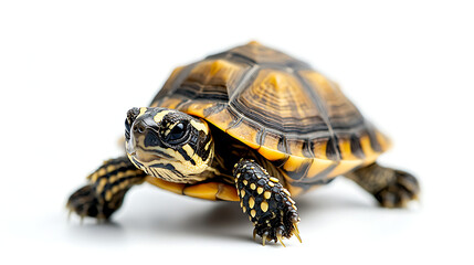 Obraz premium A small turtle is standing on a white background
