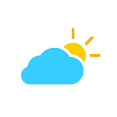 cloud and sun weather icon, simple flat style, illustration, logo sign symbol pictogram template, for ui or ux isolated on white for mobile app, editable