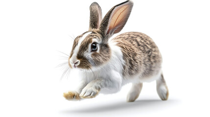 Fototapeta premium A rabbit is running on a white background