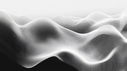 Abstract Monochrome Waves in 3D Space Creating Digital Feel
