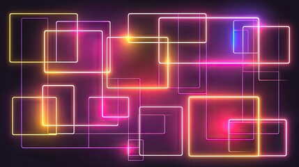 Obraz premium Colorful Neon Light Rectangles on Dark Background for Abstract Design
