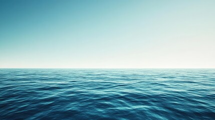 Obraz premium Serene Calm Ocean Surface Under Bright Blue Sky Horizon