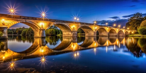 Lowery Bridge at night with reflection in the river, Lowery Bridge, night, reflection, river, water, lights, city