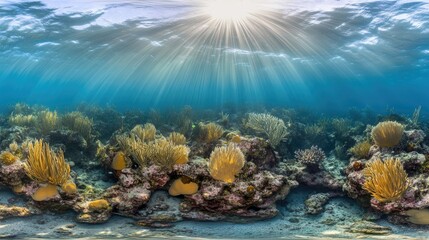 Radiant Underwater Scene with Vibrant Coral and Marine Life