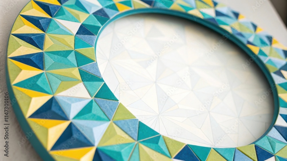 Aufkleber geometric frame with a triangular pattern in turquoise, blue, and yellow hues