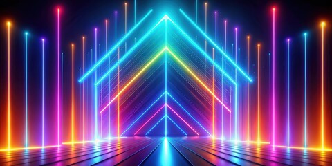Obraz premium Abstract colorful background with bright neon rays and glowing lines going up , speed, light, abstract, colorful, background, neon