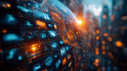 Digital Globe Representing Global Communication. Generative AI
