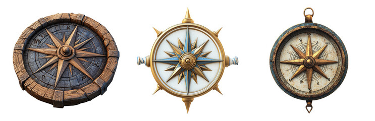 Vintage Compasses Collection for Adventure Themes Isolated on transparent background