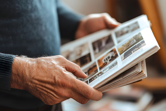 Person Holding Multi-page Photo Catalog