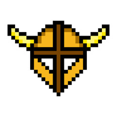Obraz premium Viking helmet in pixel art style