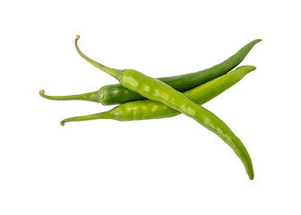 Fresh green chili peppers isolated on transparent background