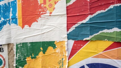 A patchwork of faded, torn, and layered posters reveals a vibrant history of urban messaging.