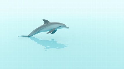 Obraz premium Graceful Dolphin Leaping Above Calm Waters in Serene Environment