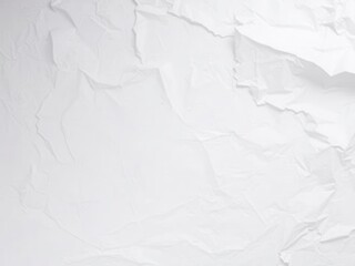 Fototapeta premium A close-up shot of a crumpled white paper sheet with visible creases and folds, creating a textured surface, material, wrinkled
