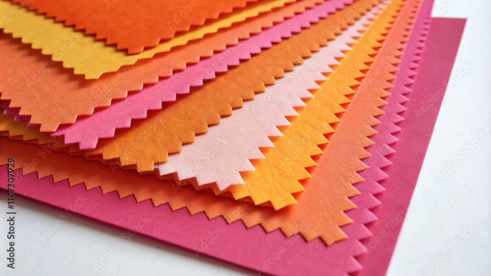 Poster A close-up of a stack of colorful paper with jagged edges, creating a visually appealing abstract pattern.