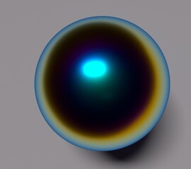 3D illustration of an abstract holographic neon sphere on a white background.