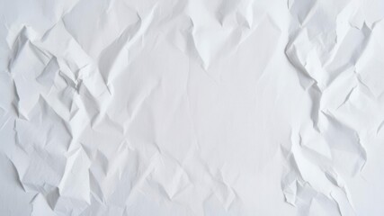Obraz premium Crumpled white paper with creases and wrinkles, paper, material, macro
