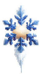 Fototapeta premium Blue snowflake winter design element on white background, ideal for holiday greeting cards.
