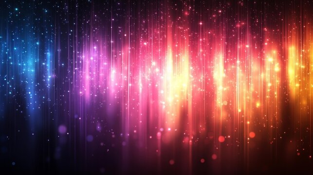 Abstract Vertical Lines of Purple Pink and Blue Lights. Generative AI