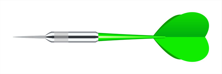 Dart arrow with metal tip and shadow. Dart throwing sport game, dartboard equipment. Vector illustration