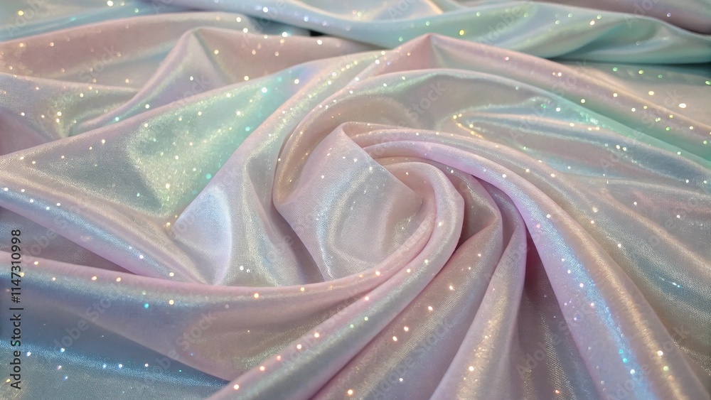 Poster A Soft Pink and Blue Shimmering Fabric with Tiny Glitter Dots and a Smooth Flowing Texture