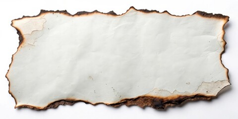 Fototapeta premium A Burned Sheet of Paper with a Crisp White Center and a Jagged, Scorched Border