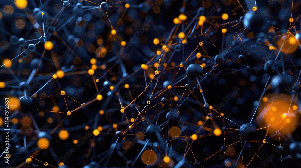 Poster abstract visual concept of a wireless mesh network emphasizing the interconnectedness of iot devices