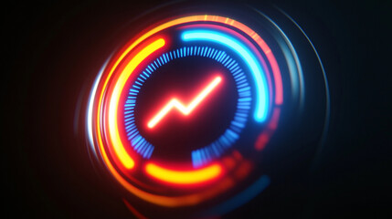Colorful digital gauge with vibrant lights displaying activity level.  