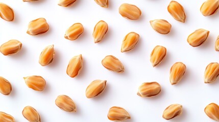 Obraz premium Scattered Wheat Seeds on White Background