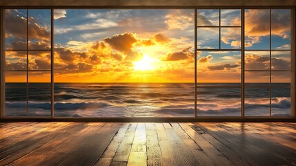 Fototapeta premium Ocean Sunset View from Window