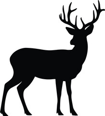 Fototapeta premium Perfectly Proportioned Solid Black Silhouette of a Deer with Sharp, Clean Edges