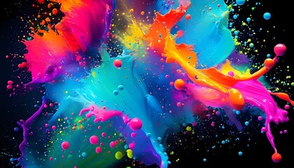 Dynamic color splash art creation studio digital artwork vibrant environment abstract viewpoint creativity concept for seo impact