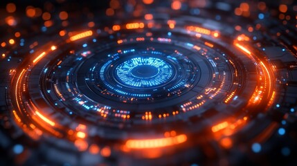 Futuristic digital holographic interface with glowing technology design. Generative AI