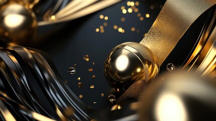 Luxurious party flyer design featuring abstract gold decorations on a sleek background, creating a modern yet classic feel for invitations