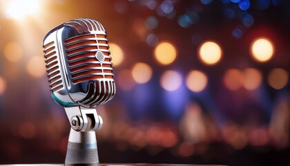 Night party concept - audio microphone retro style