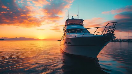 Luxury Yacht at Sunset