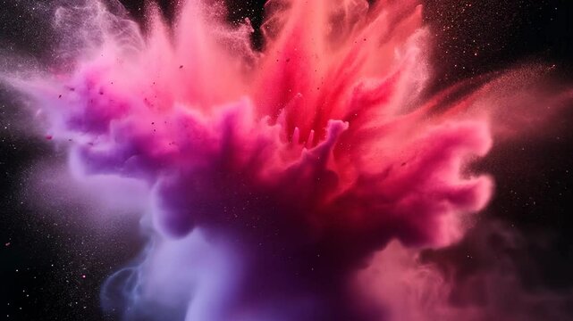red and white explosion of dust and debris. The red and white colors are vibrant and eye-catching, creating a sense of energy and excitement. The image is dynamic and full of movement, as the dust