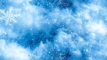 Fototapeta premium Winter Wonderland Dream: A serene and dreamy winter landscape with sparkling snowflakes and a celestial blue hue. Perfect for winter-themed designs and backgrounds. 