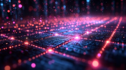 Abstract Digital Waves and Data Blocks on a Futuristic Background. Generative AI