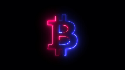 multicolor bitcoin icon on black background. glowing Bitcoin icon. Cryptocurrency symbol. © MdAbu
