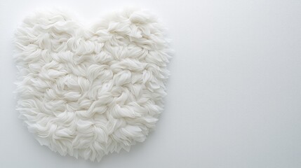 White fluffy heart shape on white background.