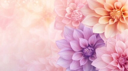 Obraz premium Pastel Dahlias Softly Bloom in Delicate Hues