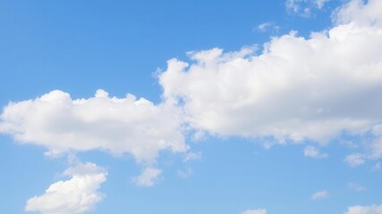 Obraz premium Blue sky background with fluffy white clouds, clear, nature, clouds